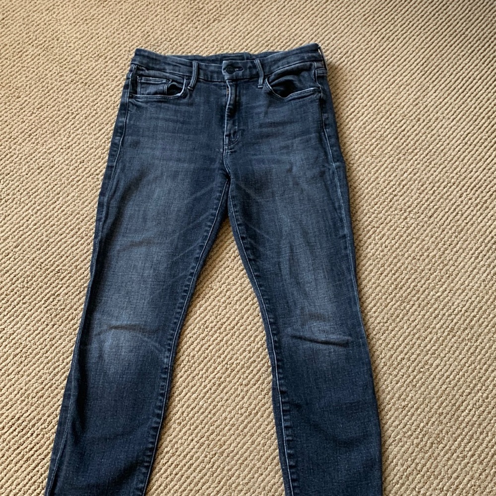 Mother dark grey faded jean
